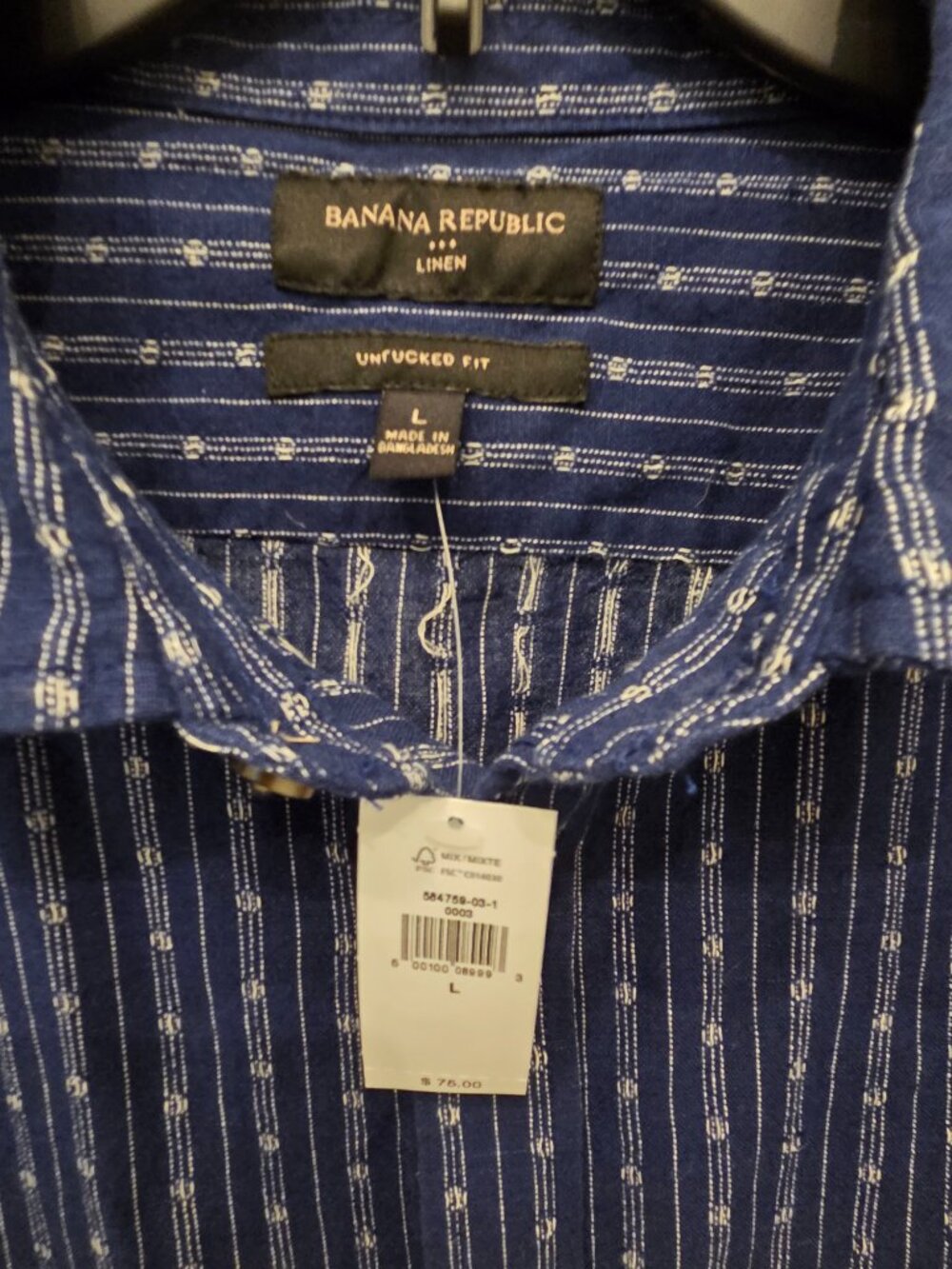 Banana Republic Long Sleeve Nave Line Untucked Fit - Picture 4 of 4